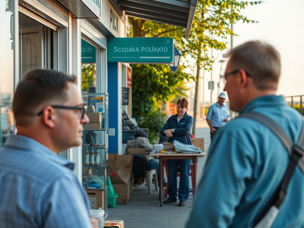 Grafika symbolizująca inwestycję drogową lub herb miasta Puck z dopiskiem o dofinansowaniu na przebudowę ul. Nowy Świat